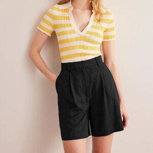 Boden Tencel Relaxed Shorts - Bermuda Long High Rise Black Size 6 US or 10 UK